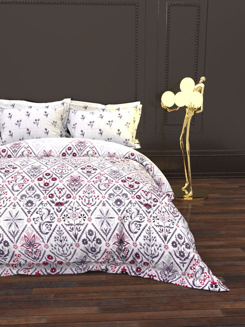 The White Moss DC London Double Bed 100% Cotton bedsheet with 2 pillow covers